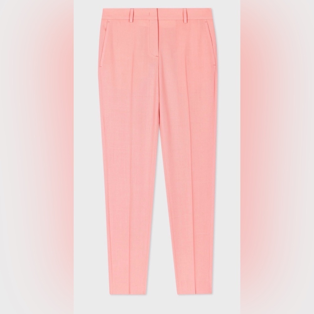 Paul Smith 100% Wool Hopsack Tapered Trousers Dusty Pink 46 Made in Portugal NWT